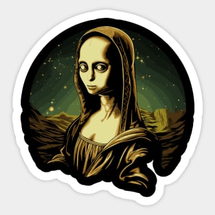 UFO Mona Lisa Alien Gifts Men Women Kids Funny Alien Sticker